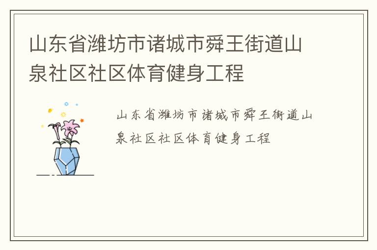 山東省濰坊市諸城市舜王街道山泉社區社區體育健身工程