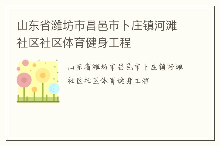 山東省濰坊市昌邑市卜莊鎮河灘社區社區體育健身工程