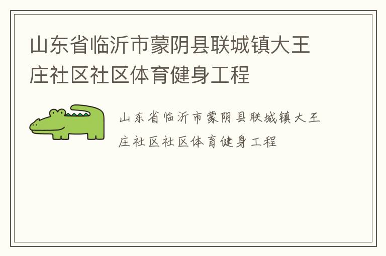 山東省臨沂市蒙陰縣聯城鎮大王莊社區社區體育健身工程