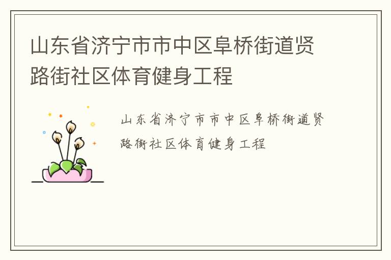 山東省濟寧市市中區阜橋街道賢路街社區體育健身工程