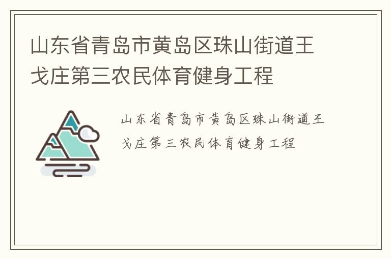 山東省青島市黃島區珠山街道王戈莊第三農民體育健身工程