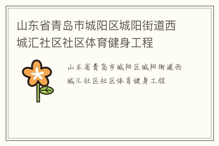 山東省青島市城陽區城陽街道西城匯社區社區體育健身工程