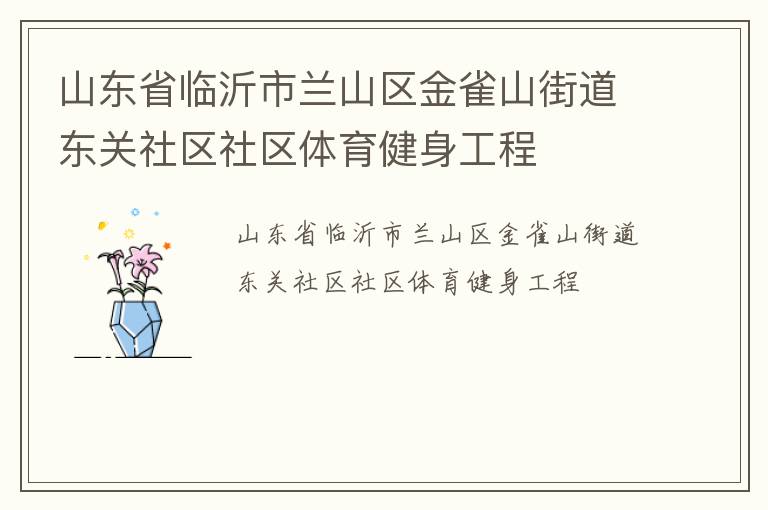 山東省臨沂市蘭山區金雀山街道東關社區社區體育健身工程