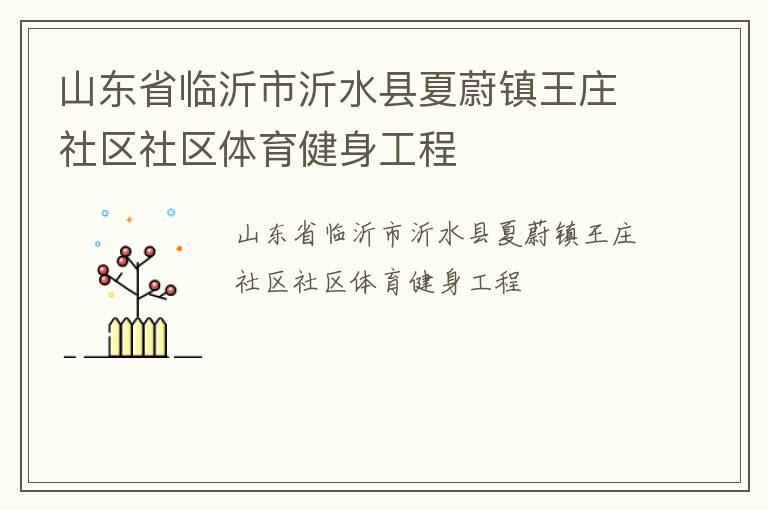 山東省臨沂市沂水縣夏蔚鎮王莊社區社區體育健身工程