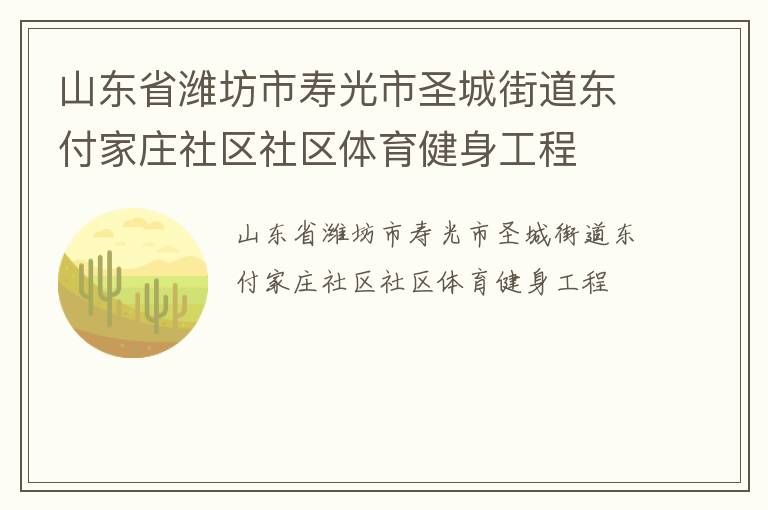 山東省濰坊市壽光市圣城街道東付家莊社區社區體育健身工程
