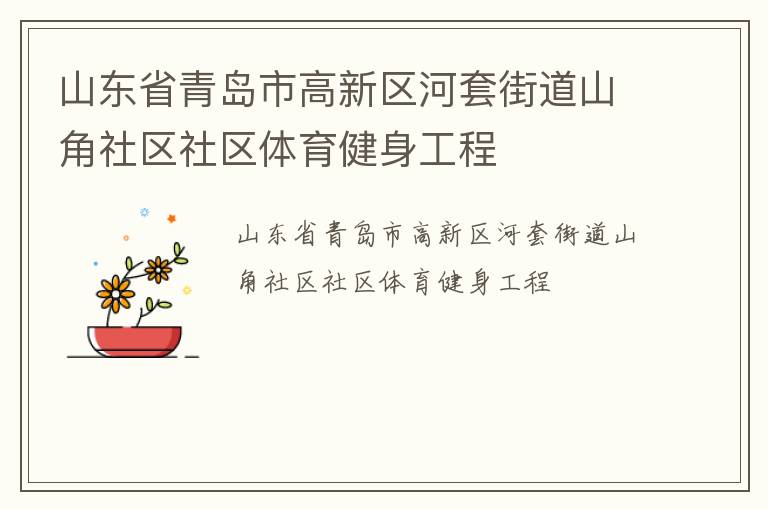 山東省青島市高新區河套街道山角社區社區體育健身工程