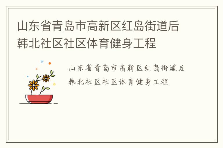 山東省青島市高新區紅島街道后韓北社區社區體育健身工程