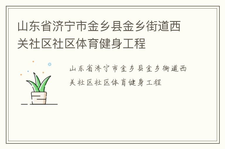 山東省濟寧市金鄉(xiāng)縣金鄉(xiāng)街道西關(guān)社區(qū)社區(qū)體育健身工程