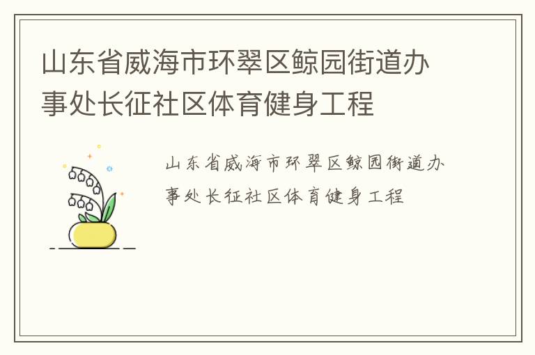 山東省威海市環翠區鯨園街道辦事處長征社區體育健身工程
