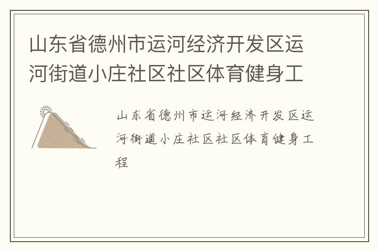 山東省德州市運河經濟開發區運河街道小莊社區社區體育健身工程