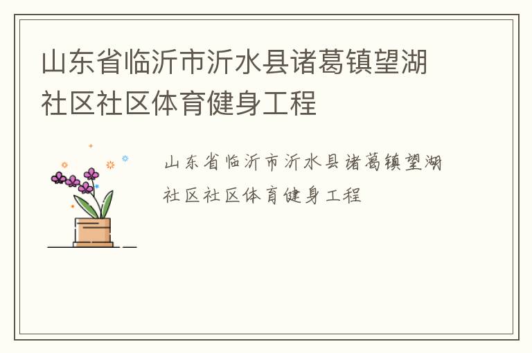 山東省臨沂市沂水縣諸葛鎮望湖社區社區體育健身工程