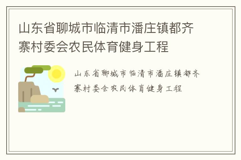 山東省聊城市臨清市潘莊鎮(zhèn)都齊寨村委會農民體育健身工程