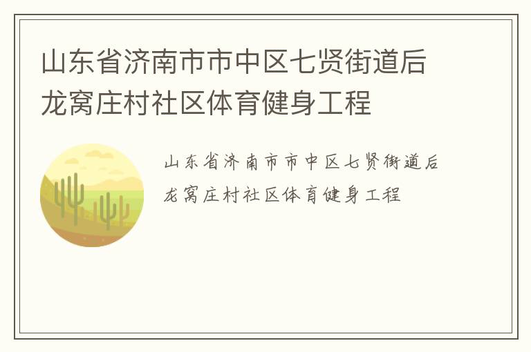 山東省濟南市市中區七賢街道后龍窩莊村社區體育健身工程