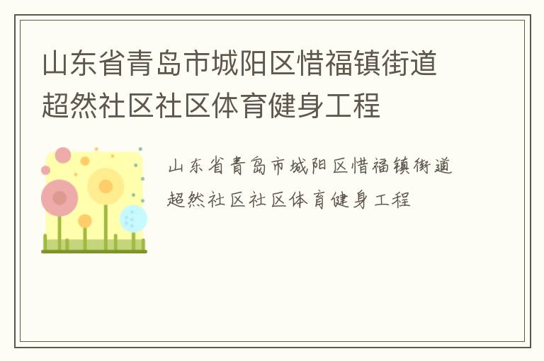 山東省青島市城陽區惜福鎮街道超然社區社區體育健身工程