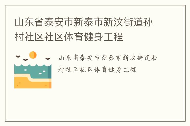 山東省泰安市新泰市新汶街道孫村社區社區體育健身工程