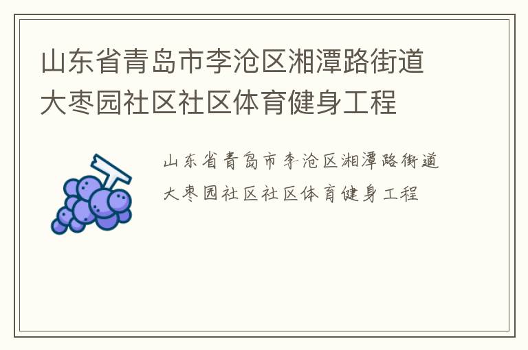 山東省青島市李滄區湘潭路街道大棗園社區社區體育健身工程
