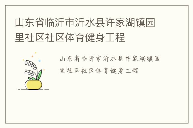 山東省臨沂市沂水縣許家湖鎮園里社區社區體育健身工程