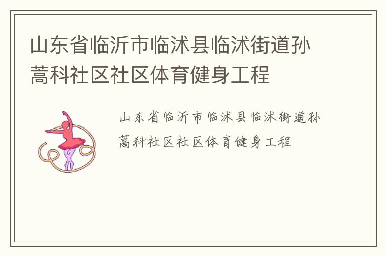 山東省臨沂市臨沭縣臨沭街道孫蒿科社區社區體育健身工程