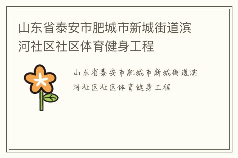 山東省泰安市肥城市新城街道濱河社區(qū)社區(qū)體育健身工程
