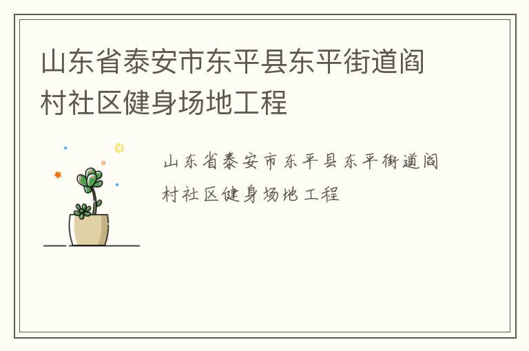山東省泰安市東平縣東平街道閻村社區健身場地工程