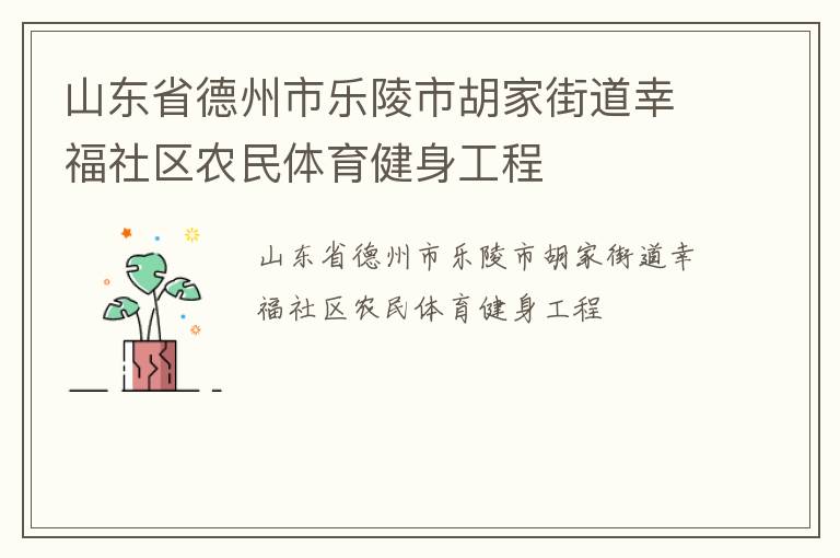山東省德州市樂陵市胡家街道幸福社區農民體育健身工程
