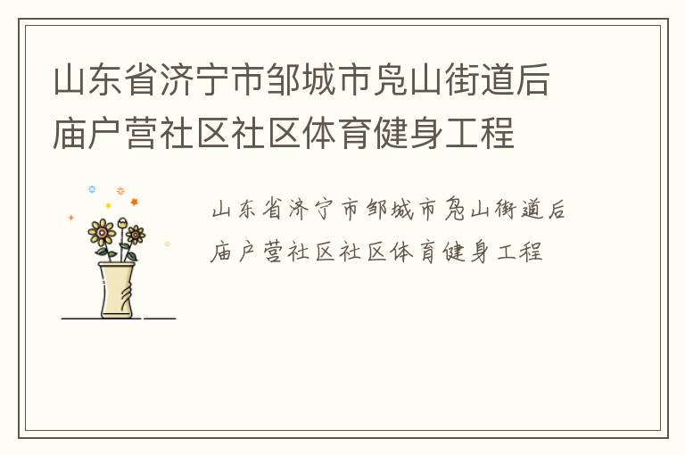 山東省濟寧市鄒城市鳧山街道后廟戶營社區社區體育健身工程