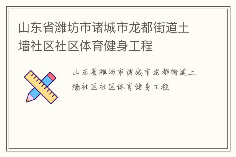 山東省濰坊市諸城市龍都街道土墻社區社區體育健身工程