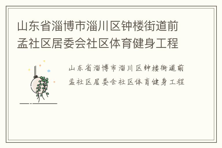 山東省淄博市淄川區鐘樓街道前孟社區居委會社區體育健身工程