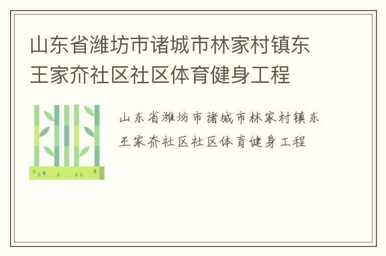 山東省濰坊市諸城市林家村鎮東王家夼社區社區體育健身工程
