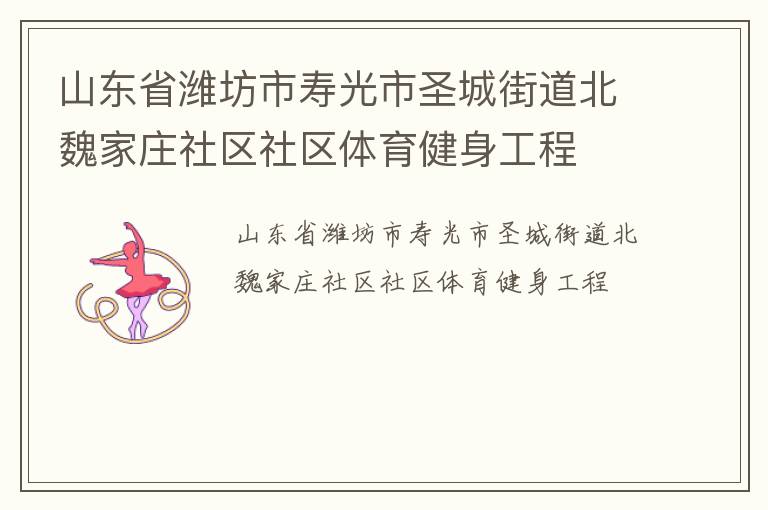山東省濰坊市壽光市圣城街道北魏家莊社區(qū)社區(qū)體育健身工程