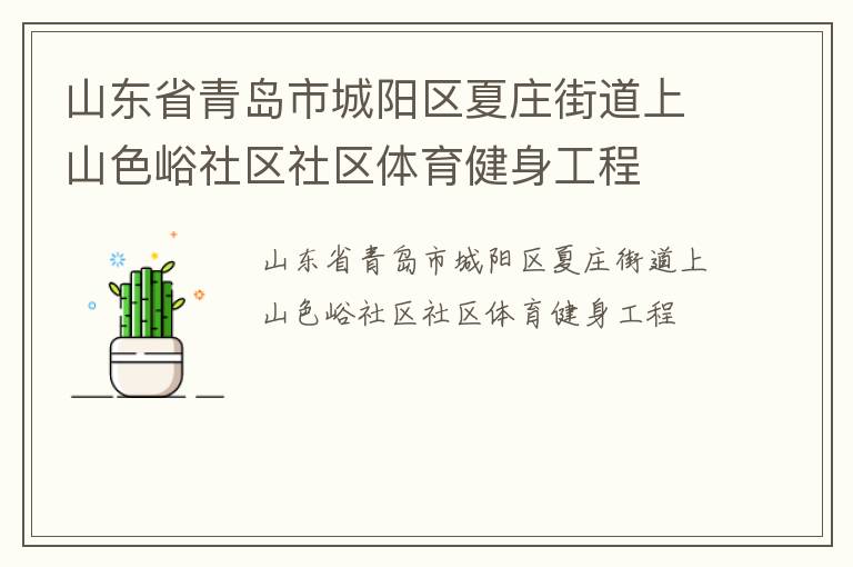 山東省青島市城陽區夏莊街道上山色峪社區社區體育健身工程
