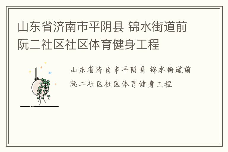 山東省濟南市平陰縣 錦水街道前阮二社區社區體育健身工程
