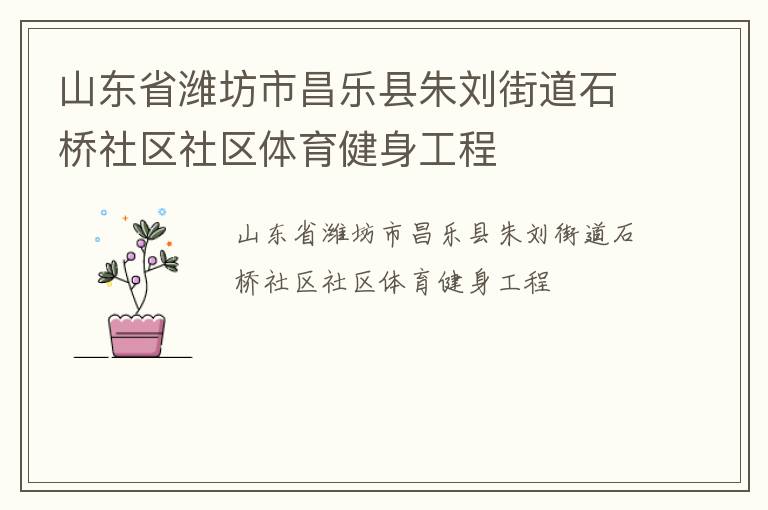 山東省濰坊市昌樂縣朱劉街道石橋社區社區體育健身工程