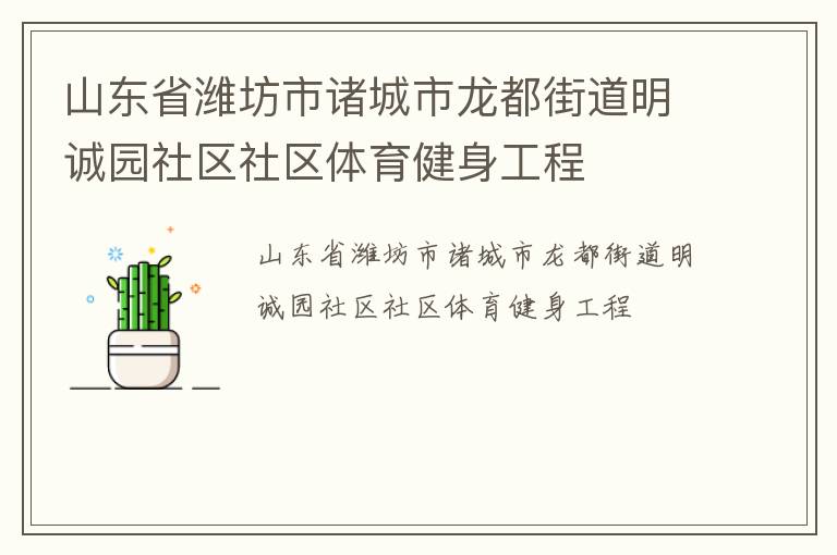 山東省濰坊市諸城市龍都街道明誠園社區社區體育健身工程