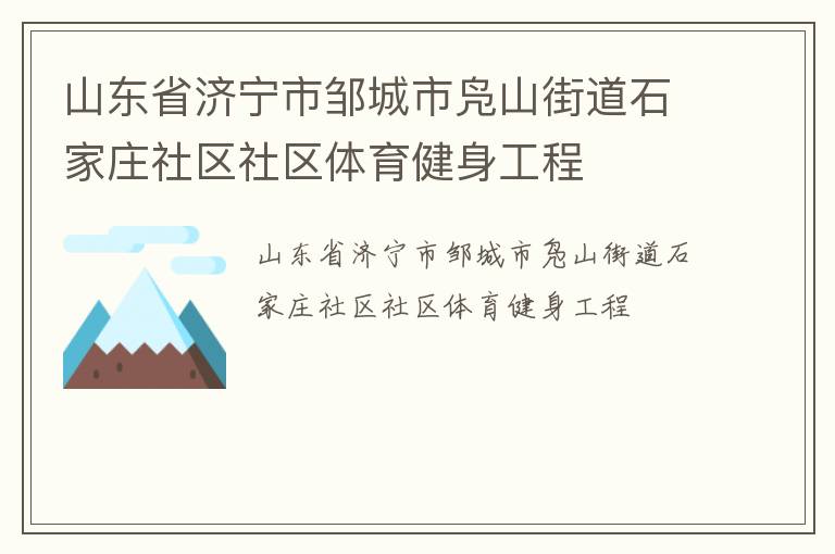 山東省濟寧市鄒城市鳧山街道石家莊社區(qū)社區(qū)體育健身工程