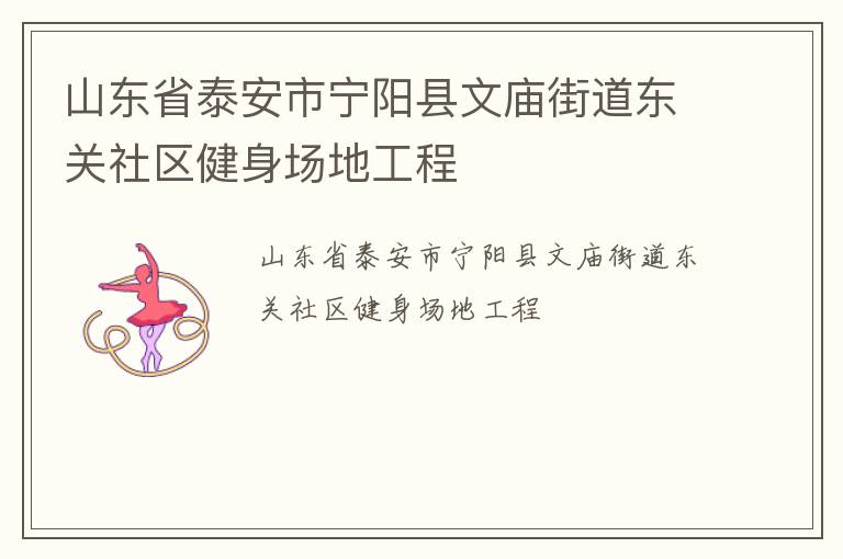 山東省泰安市寧陽縣文廟街道東關社區健身場地工程