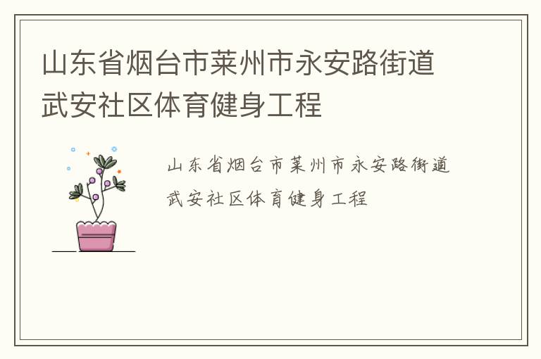 山東省煙臺市萊州市永安路街道武安社區體育健身工程