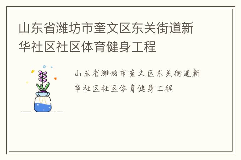 山東省濰坊市奎文區東關街道新華社區社區體育健身工程
