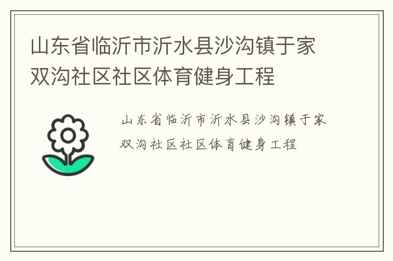 山東省臨沂市沂水縣沙溝鎮于家雙溝社區社區體育健身工程