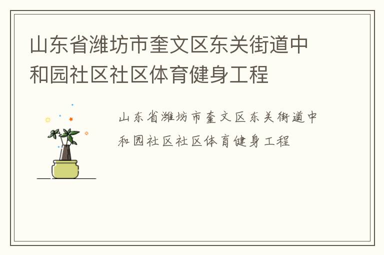 山東省濰坊市奎文區東關街道中和園社區社區體育健身工程