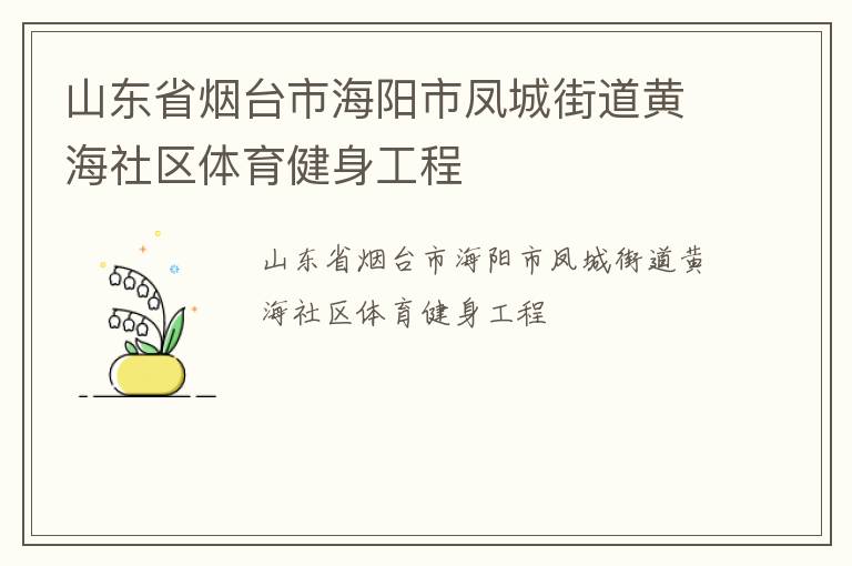 山東省煙臺市海陽市鳳城街道黃海社區體育健身工程