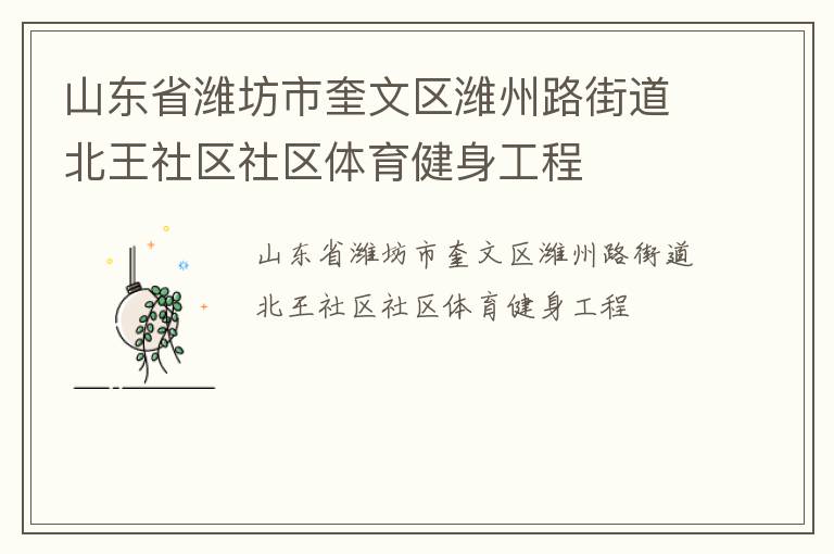 山東省濰坊市奎文區濰州路街道北王社區社區體育健身工程