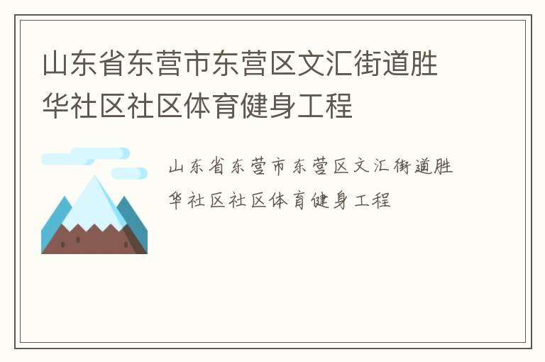 山東省東營市東營區文匯街道勝華社區社區體育健身工程