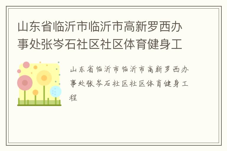 山東省臨沂市臨沂市高新羅西辦事處張岑石社區社區體育健身工程