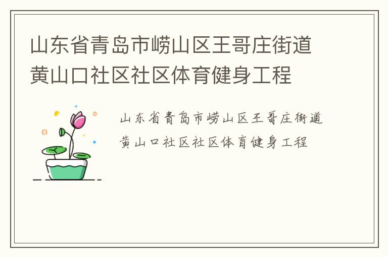 山東省青島市嶗山區王哥莊街道黃山口社區社區體育健身工程