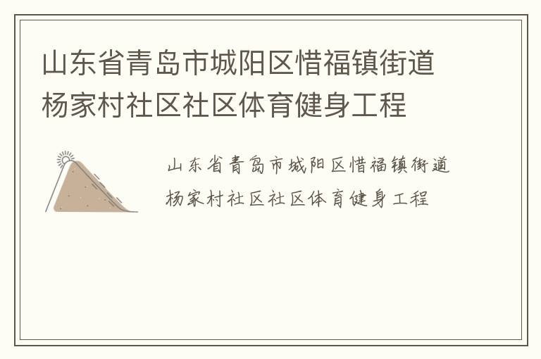 山東省青島市城陽區惜福鎮街道楊家村社區社區體育健身工程