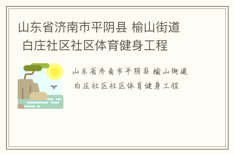 山東省濟南市平陰縣 榆山街道  白莊社區社區體育健身工程