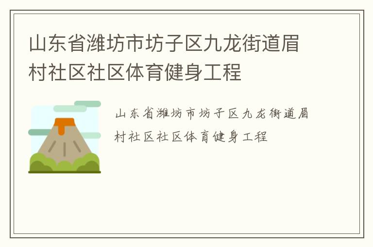 山東省濰坊市坊子區九龍街道眉村社區社區體育健身工程