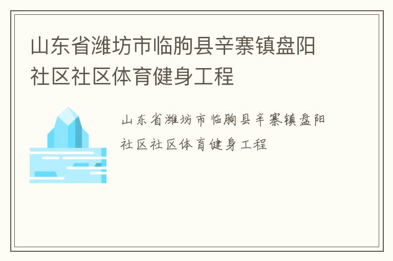 山東省濰坊市臨朐縣辛寨鎮(zhèn)盤陽(yáng)社區(qū)社區(qū)體育健身工程