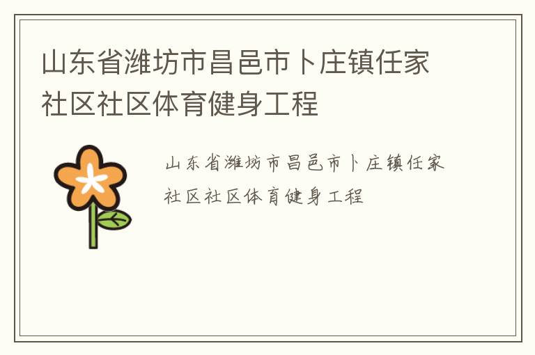 山東省濰坊市昌邑市卜莊鎮任家社區社區體育健身工程